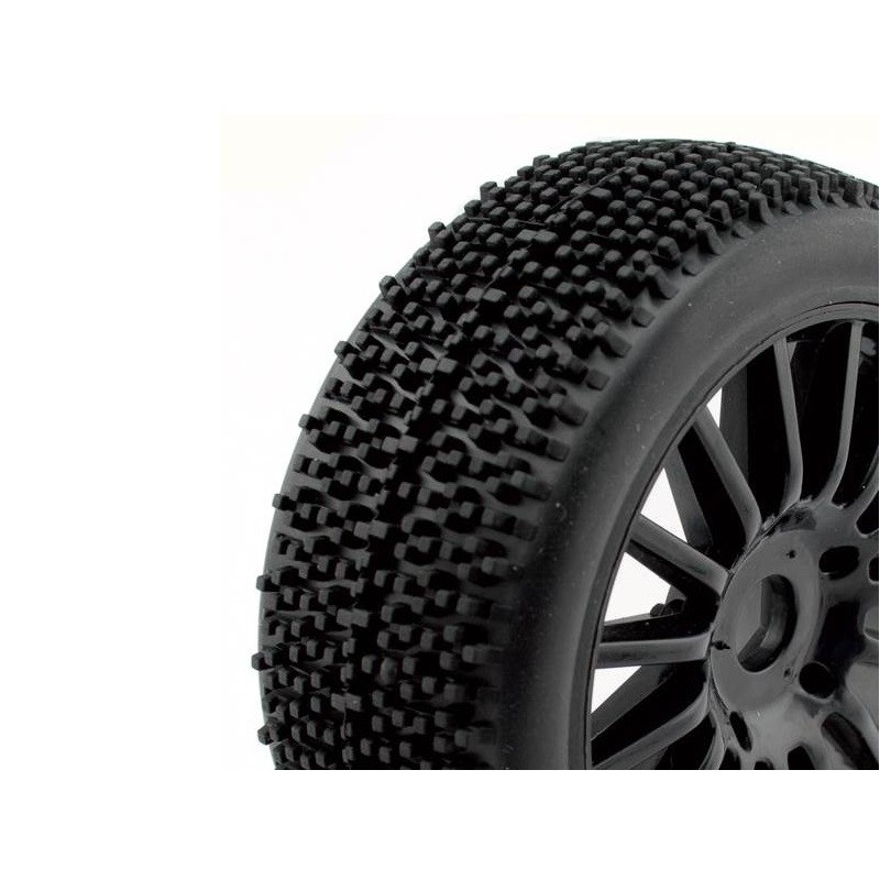 Tires - TT 1/8 ROCKET tires mounted on black rims (the pair) - FLASH RC