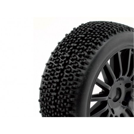 Tires - TT 1/8 ROCKET tires mounted on black rims (the pair) - FLASH RC