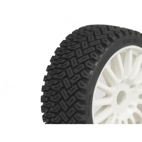 Tires - TT 1/8 RALLY CROSS tires glued on white wire rims (per pair) - FLASH RC