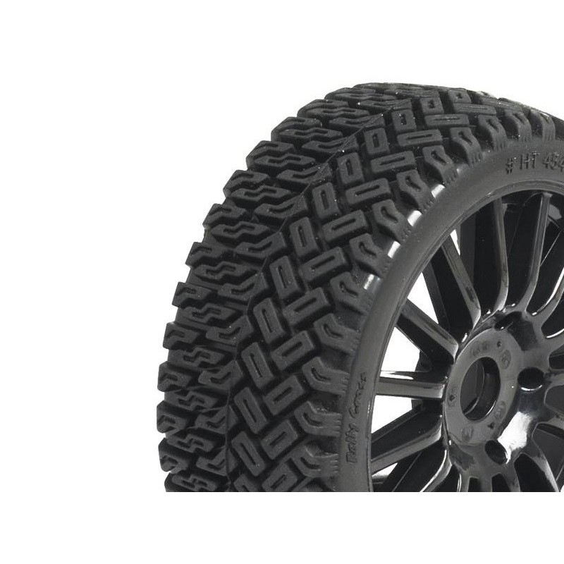 Tires - TT 1/8 RALLY CROSS tires mounted on black wheels (pair) - FLASH RC