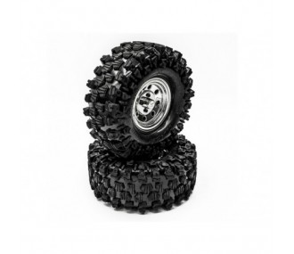 Reifen - Verchromte Kompletträder Crawler CLIMBER 121/45 (das Paar) - FLASH RC