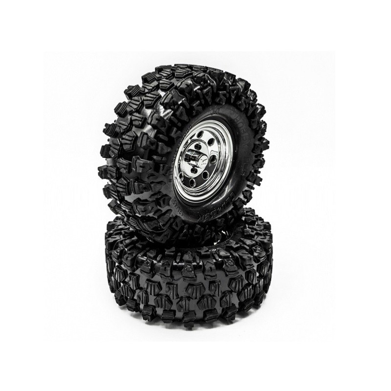 Pneus - Roues complètes Chromées crawler CLIMBER 121/45 (la paire) - FLASH RC