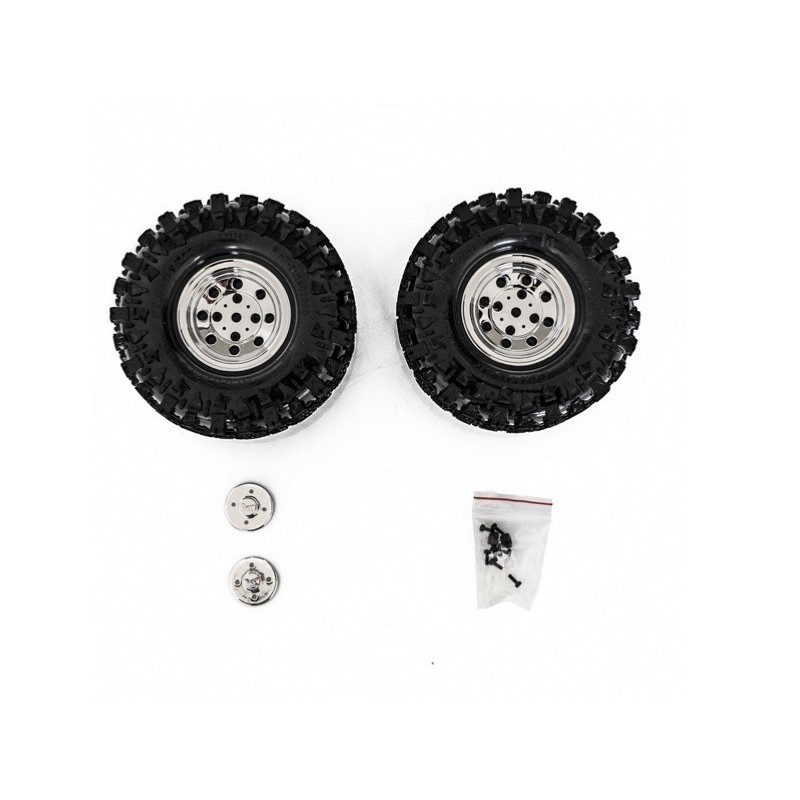 Reifen - Verchromte Kompletträder Crawler CLIMBER 121/45 (das Paar) - FLASH RC