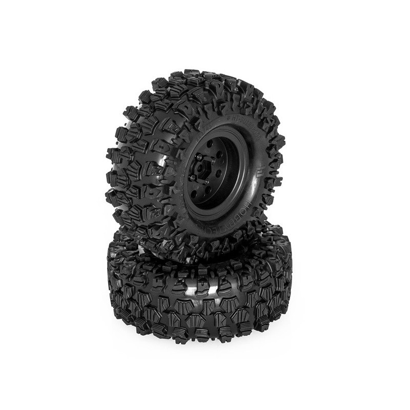 Tires - Complete black wheels CLIMBER 121/45 (the pair) - FLASH RC