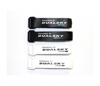 Velcro (strisce, collari, toppe) - Strisce di velcro (2x nero 2x bianco) con occhiello Dualsky, 200 mm - FLASH RC