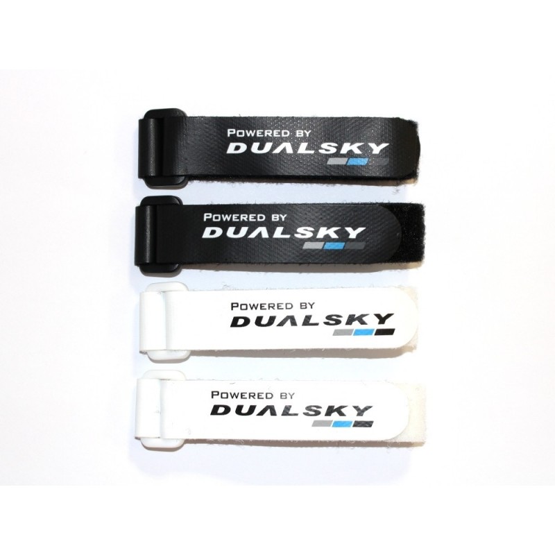 Bandes Velcro (2x noirs 2x blancs) avec passant Dualsky, 380mm - FLASH RC