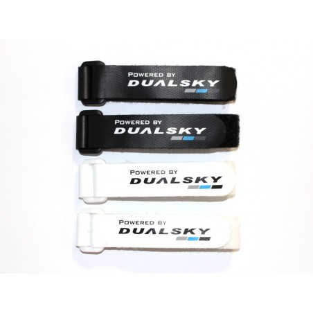 Bandes Velcro (2x noirs 2x blancs) avec passant Dualsky, 380mm - FLASH RC