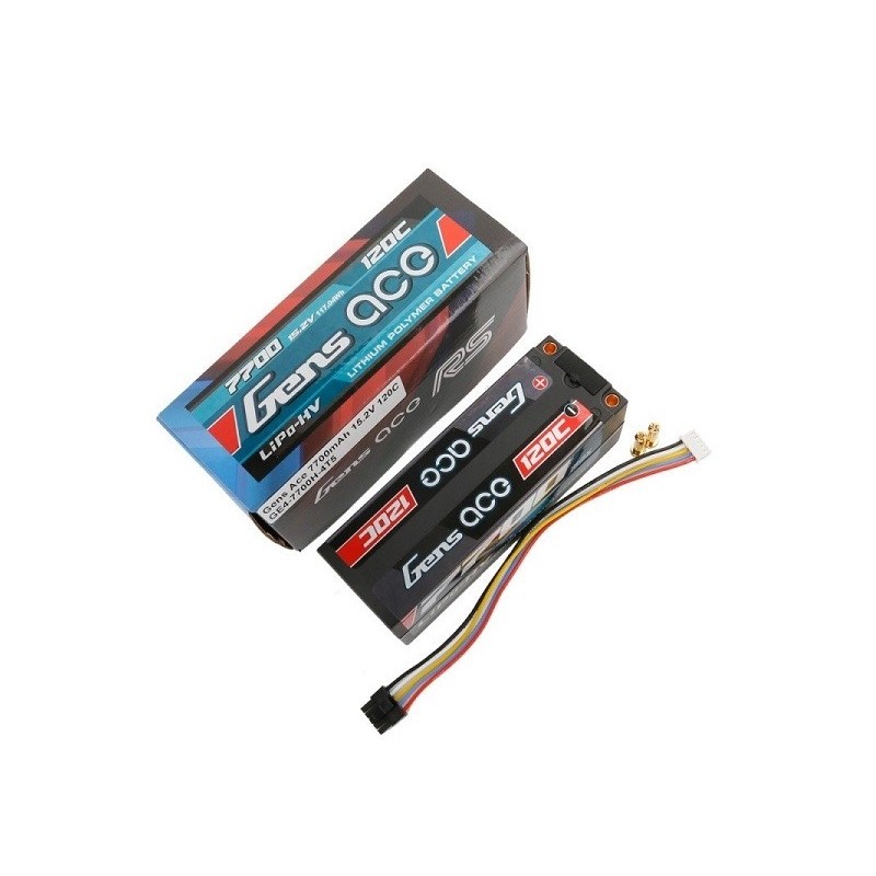 Batteries voitures et bateaux RC - Batterie Gens Ace Hardcase, Lipo HV 4S 15.2V  7700mAh 120C Prise 5mm - FLASH RC