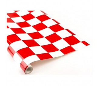 Rouleau 2m entoilage FLASH RC à damier blanc et rouge (largeur 64cm) - FLASH RC