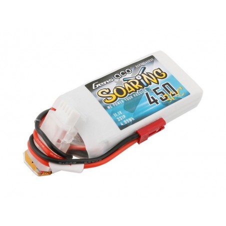 Baterías de propulsión de aviones RC - Gen ace Soaring lipo 3S 11.1V 450mAh 30C jst-bec plug - FLASH RC