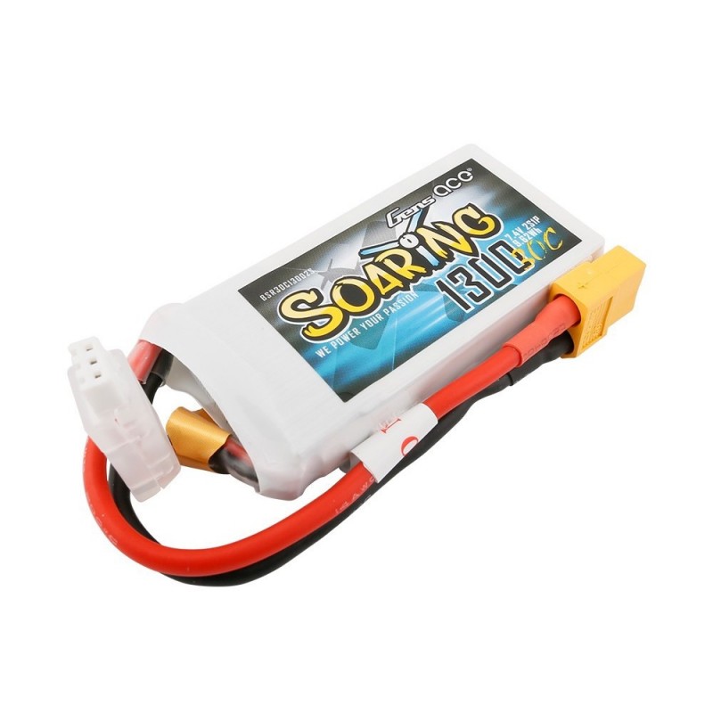 Baterías propulsión Aviones RC - Gen ace Soaring lipo 2S 7.4V 1300mAh 30C socket XT60 - FLASH RC