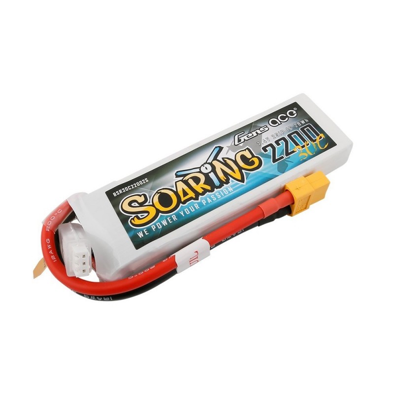 Batterie di propulsione per aerei RC - Gen ace Soaring lipo 2S 7.4V 2200mAh 30C presa XT60 - FLASH RC