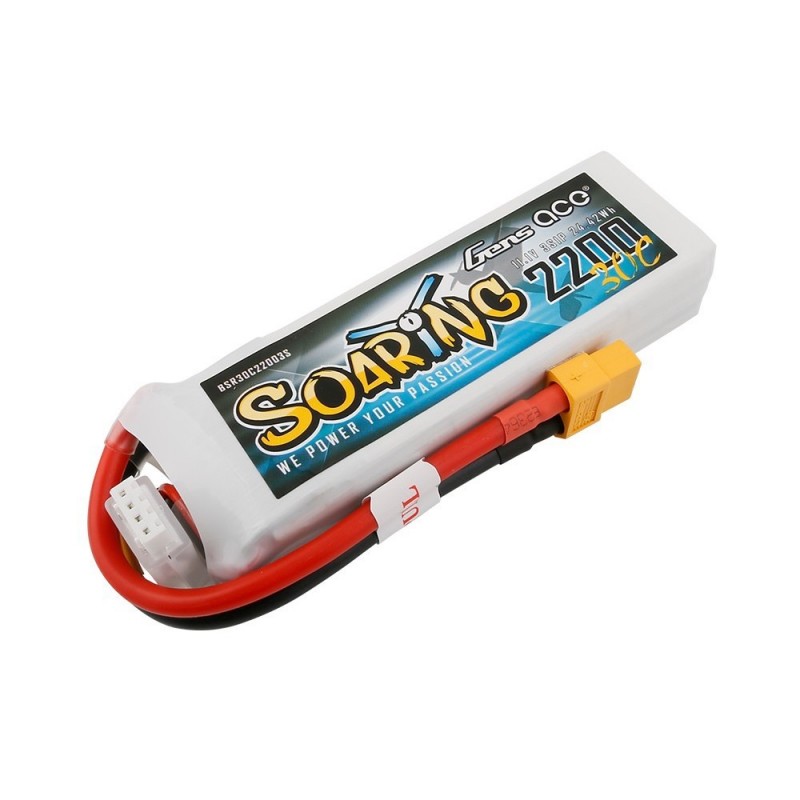 Batterie di propulsione per aerei RC - Gen ace Soaring lipo 3S 11.1V 2200mAh 30C presa XT60 - FLASH RC