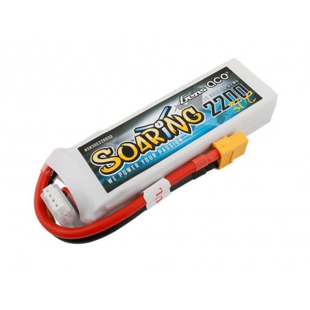 RC aircraft propulsion batteries - Gen ace Soaring lipo 3S 11.1V 2200mAh 30C socket XT60 - FLASH RC