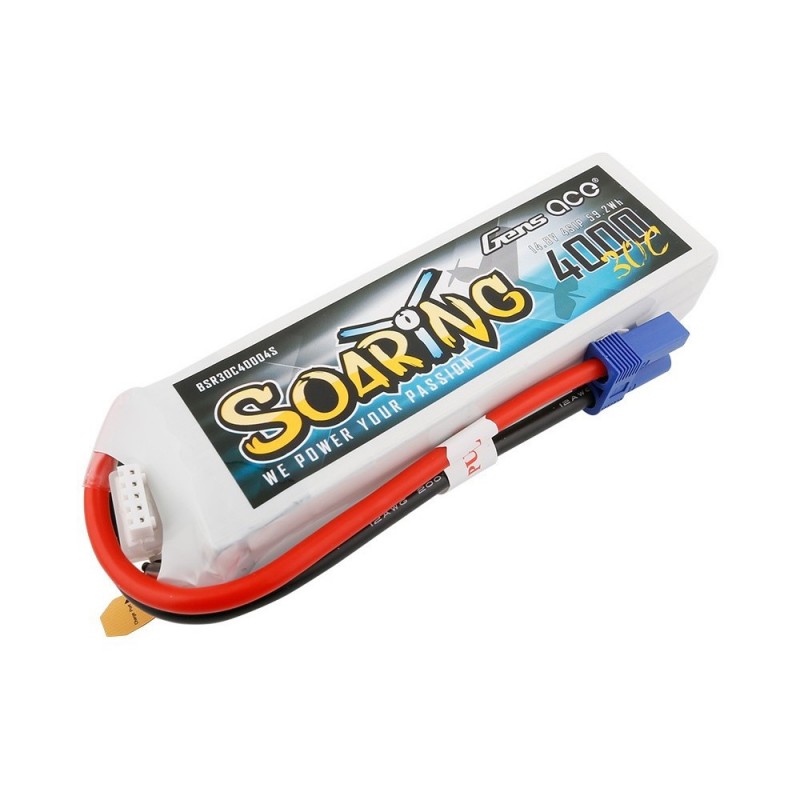 Baterías de propulsión RC Aircraft - Gens ace Soaring lipo 4S 14.8V 4000mAh 30C socket EC5 - FLASH RC