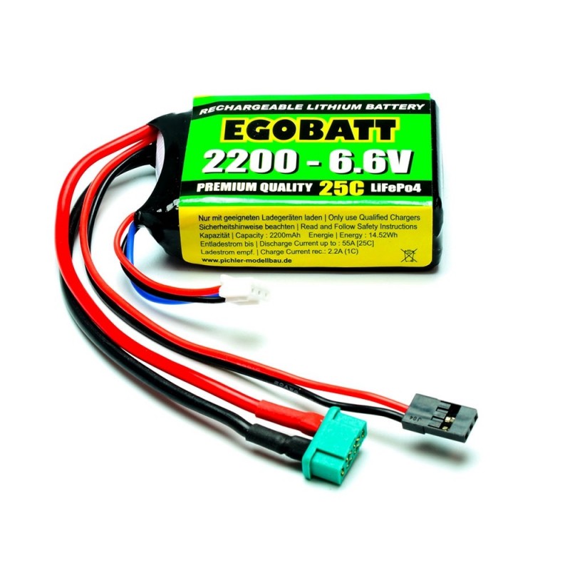 Baterías receptor - Batería EGOBATT 6,6V 2200mAh 25C JR/MPX LiFe - FLASH RC