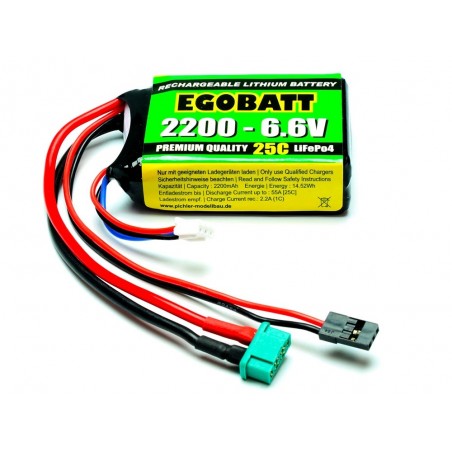 Receiver batteries - LiFe battery EGOBATT 6,6V 2200mAh 25C JR/MPX - FLASH RC