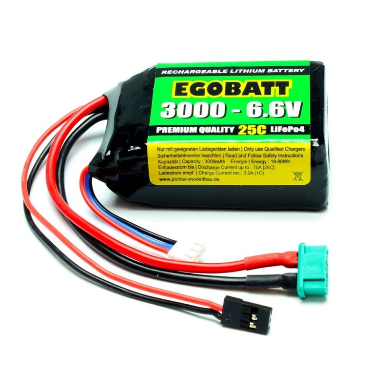Batteries de réception - Batterie LiFe EGOBATT 6,6V 3000mAh 25C JR/MPX - FLASH RC