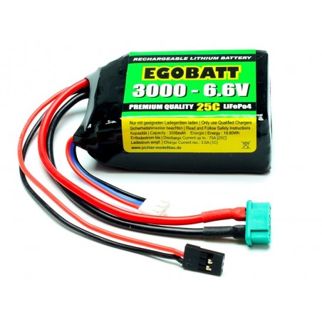 Batterie del ricevitore - EGOBATT 6,6V 3000mAh 25C JR/MPX LiFe - FLASH RC