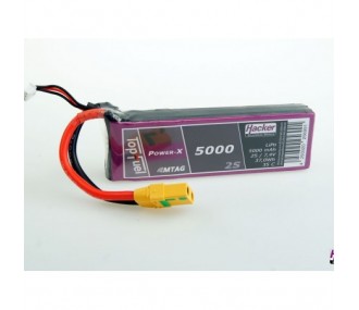 Batteries de propulsion avions RC - Batterie Lipo Hacker TopFuel Power-X MTAG 2S 7.4V 5000mAh 35C Prise XT90S - FLASH RC