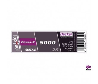 Baterías de propulsión para aviones RC - Lipo Hacker TopFuel Power-X MTAG 2S 7.4V 5000mAh 35C XT90S socket - FLASH RC 2