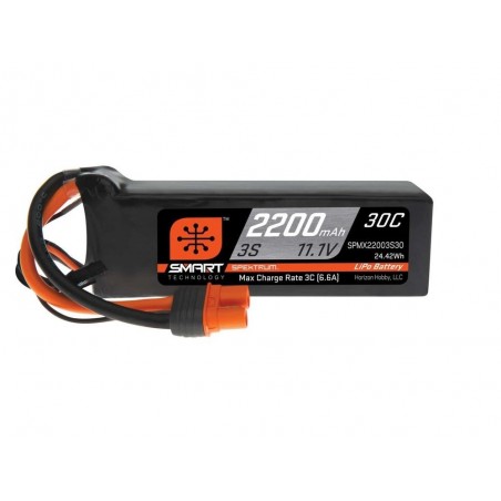 RC aircraft propulsion batteries - Smart Lipo 3S 11.1V 2200mAh 30C IC3 Spektrum battery - FLASH RC