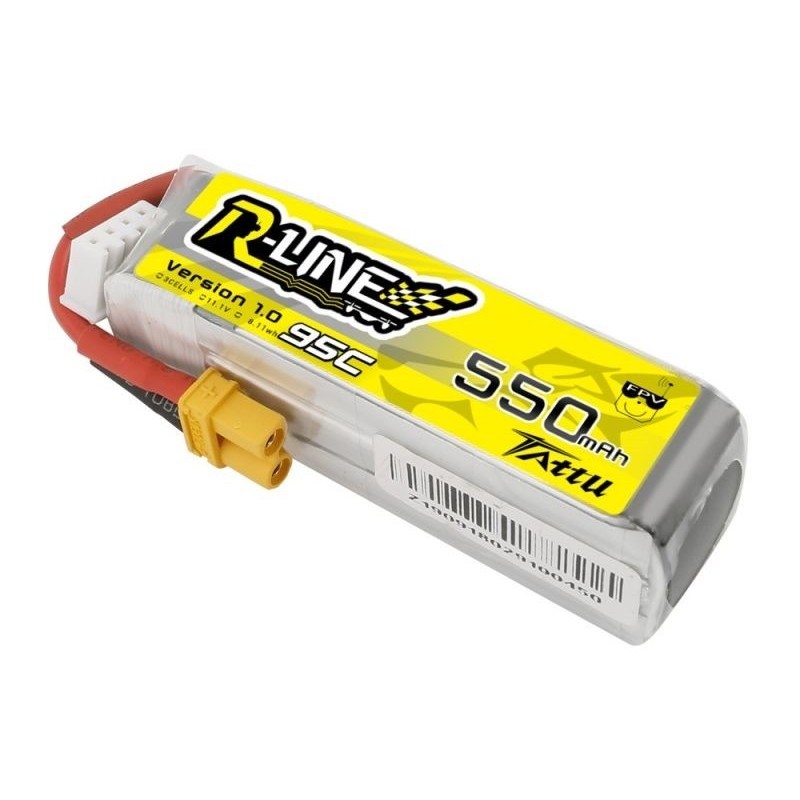 Batterien für den Antrieb von RC-Flugzeugen - Batterie Tattu lipo R-line 3S 11.1V 550mAh 95C Stecker xt30 - FLASH RC