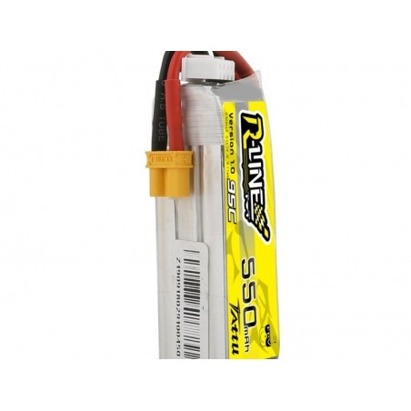 Batteries de propulsion avions RC - Batterie Tattu lipo R-line 3S 11.1V 550mAh 95C prise xt30 - FLASH RC