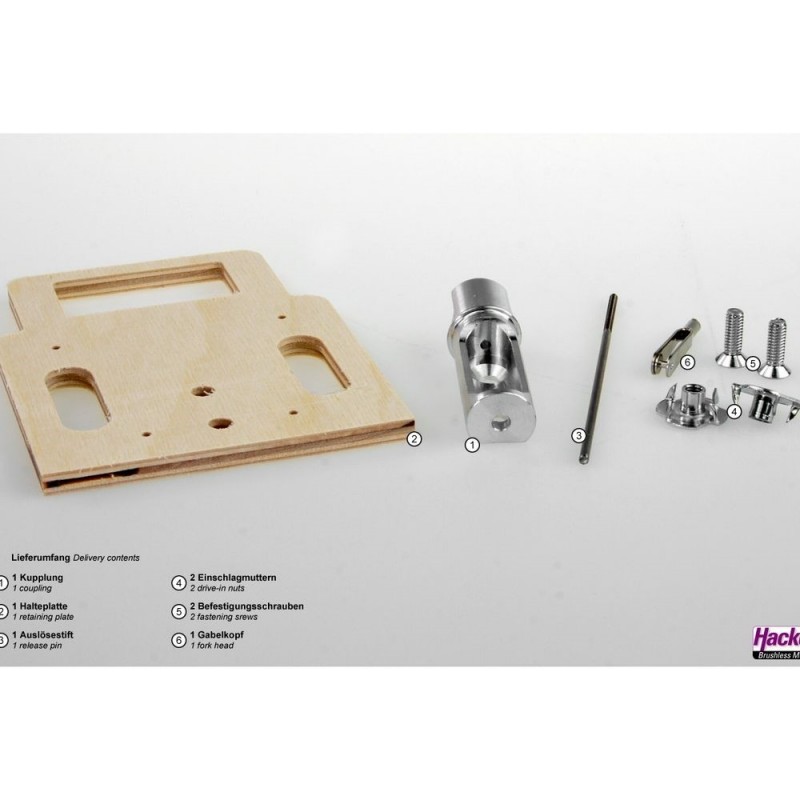 Towing hooks & winching - Double aluminum towing hook with servo plate - Hacker - FLASH RC