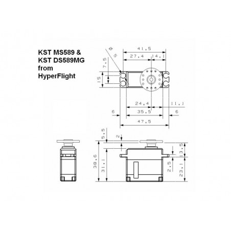 Servi - Servo mini KST MS589 HV 15mm (38g, 9.2kg.cm, 0.08s/60°) - FLASH RC