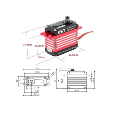 Servo KST X20-2208 MG HV (72g, 25kg.cm, 0.09s/60°) - FLASH RC