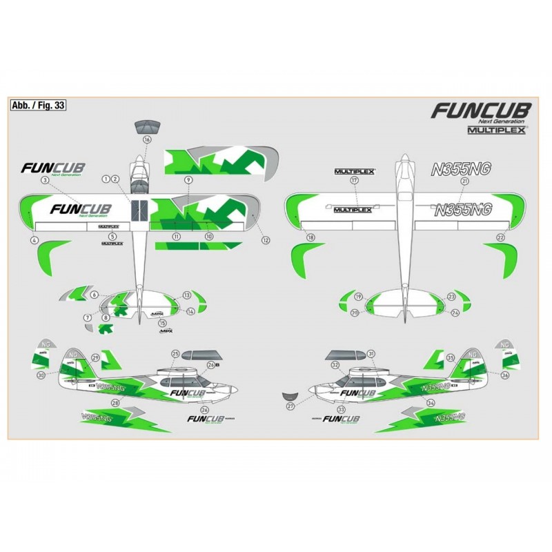 Placas de decoración - FunCub NG placa de decoración verde A y B Multiplex - FLASH RC