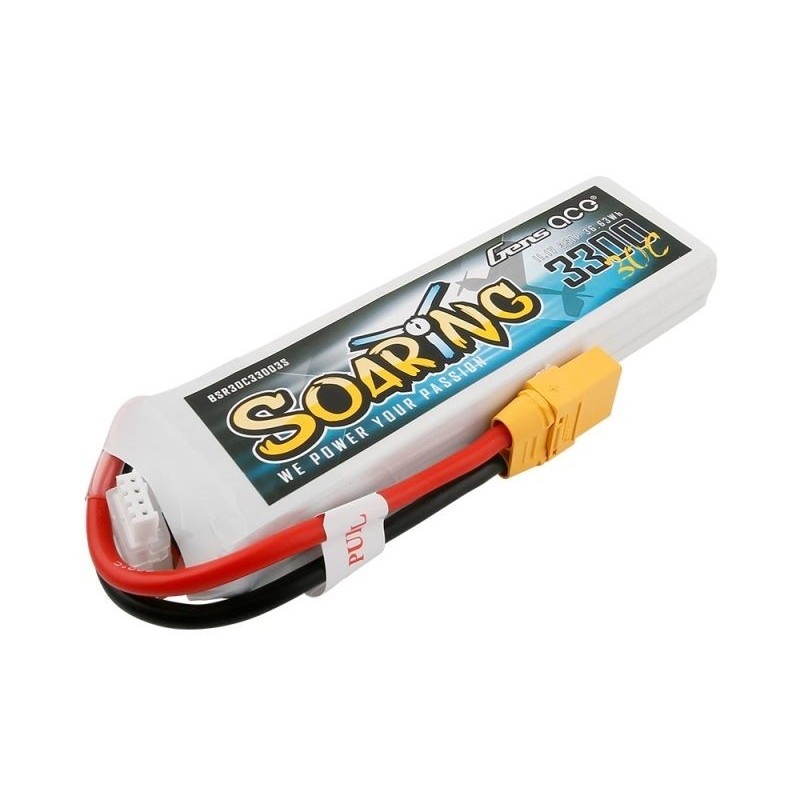 Batterien für den Antrieb von RC-Flugzeugen - Batterie Gen ace Soaring lipo 3S 11.1V 3300mAh 30C Stecker XT90 - FLASH RC