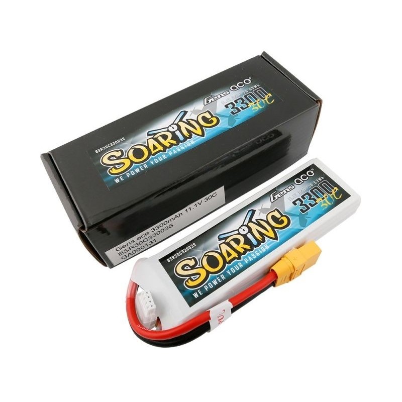 Batteries de propulsion avions RC - Batterie Gen ace Soaring lipo 3S 11.1V 3300mAh 30C prise XT90 - FLASH RC