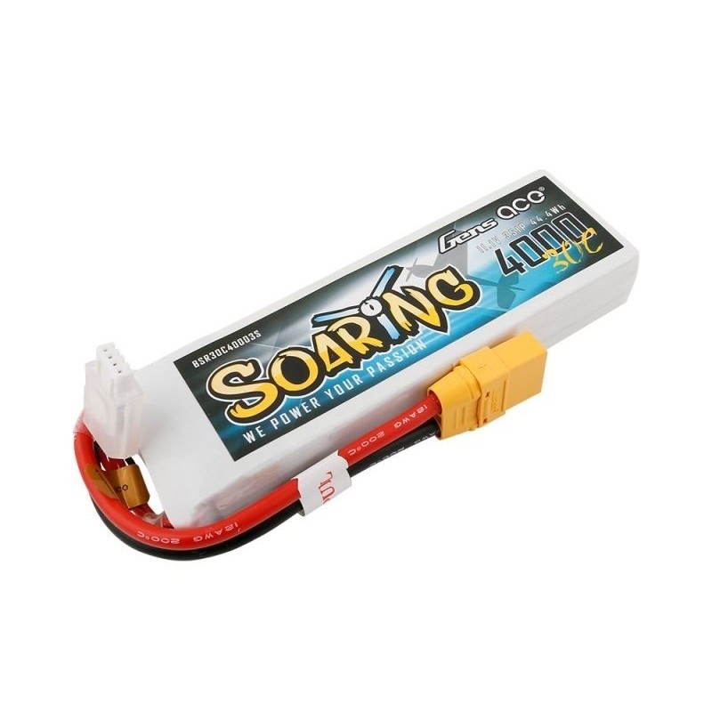 Batteries de propulsion avions RC - Batterie Gen ace Soaring lipo 3S 11.1V 4000mAh 30C prise XT90 - FLASH RC