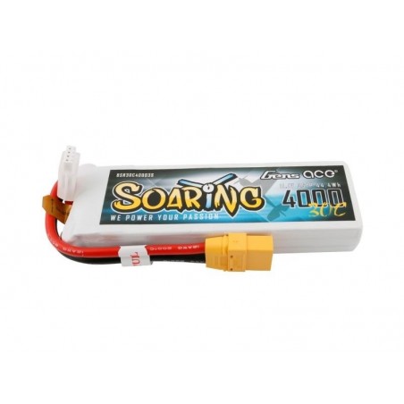 RC aircraft propulsion batteries - Gen ace Soaring lipo 3S 11.1V 4000mAh 30C socket XT90 - FLASH RC