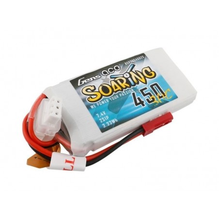 Batterien für den Antrieb von RC-Flugzeugen - Batterie Gen ace Soaring lipo 2S 7.4V 450mAh 30C prise JST - FLASH RC