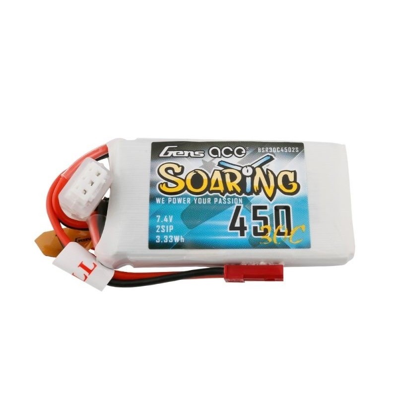 Baterías de propulsión RC Aircraft - Gen ace Soaring lipo 2S 7.4V 450mAh 30C JST socket battery - FLASH RC