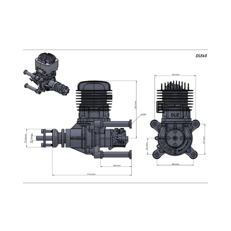Motores de gasolina - Motor de gasolina de 2 tiempos DLE-65 - Motores Dle - FLASH RC