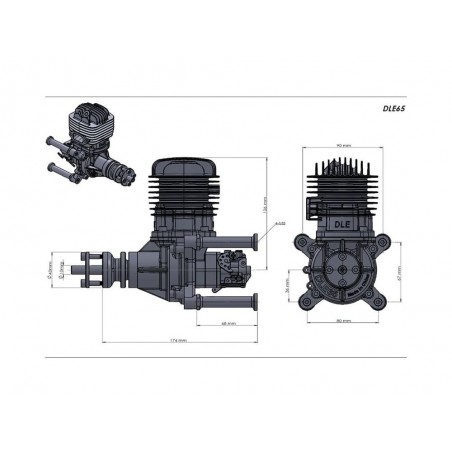 Motori a benzina - Motore a benzina a 2 tempi DLE-65 - Dle Engines - FLASH RC