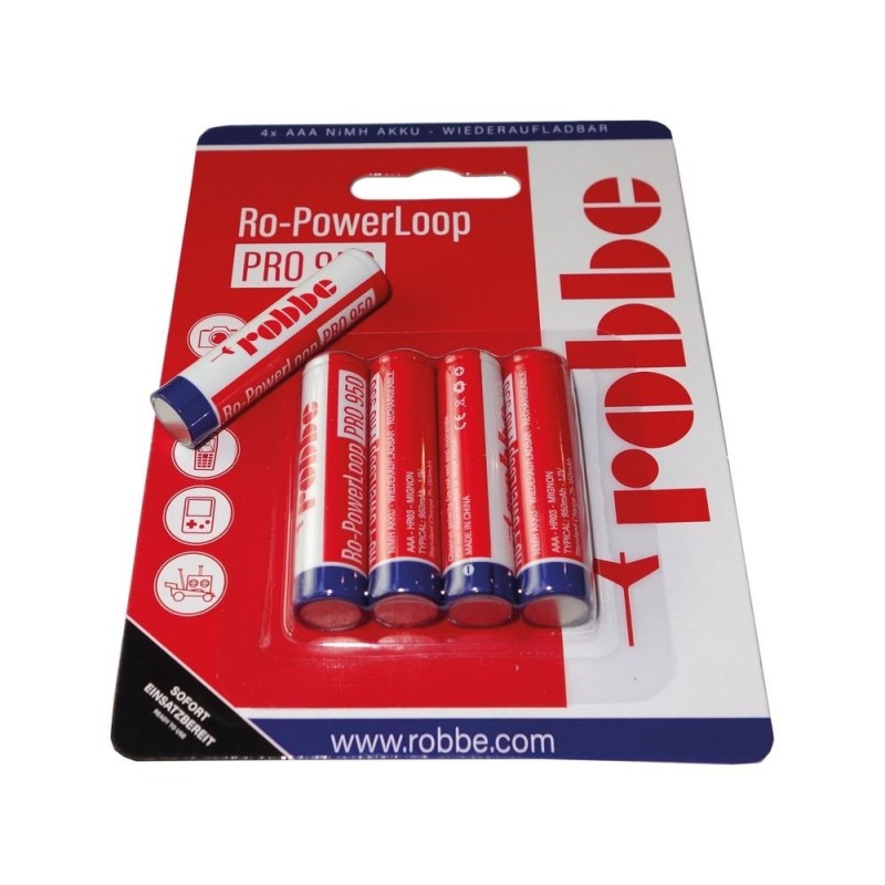 Pilas - Pack 4 AAA RO-POWER LOOP 1,2V 950mAh ROBBE - FLASH RC
