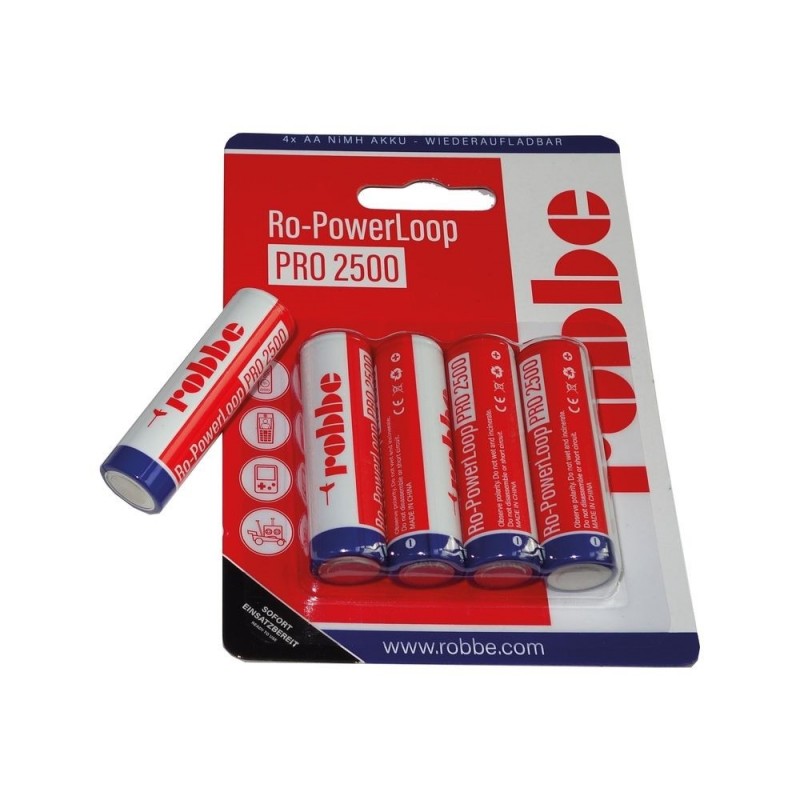 Batteries - Pack 4 AA batteries RO-POWER LOOP 1,2V 2500mAh ROBBE - FLASH RC