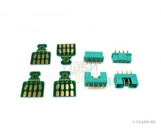 Toma MPX - Toma MPX 8 pines verde M/F + placas (2 pares) + fundas térmicas - FLASH RC