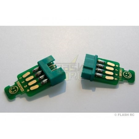MPX Socket - MPX 8 pins green M/F socket + plates (2 pairs) + thermo jackets - FLASH RC