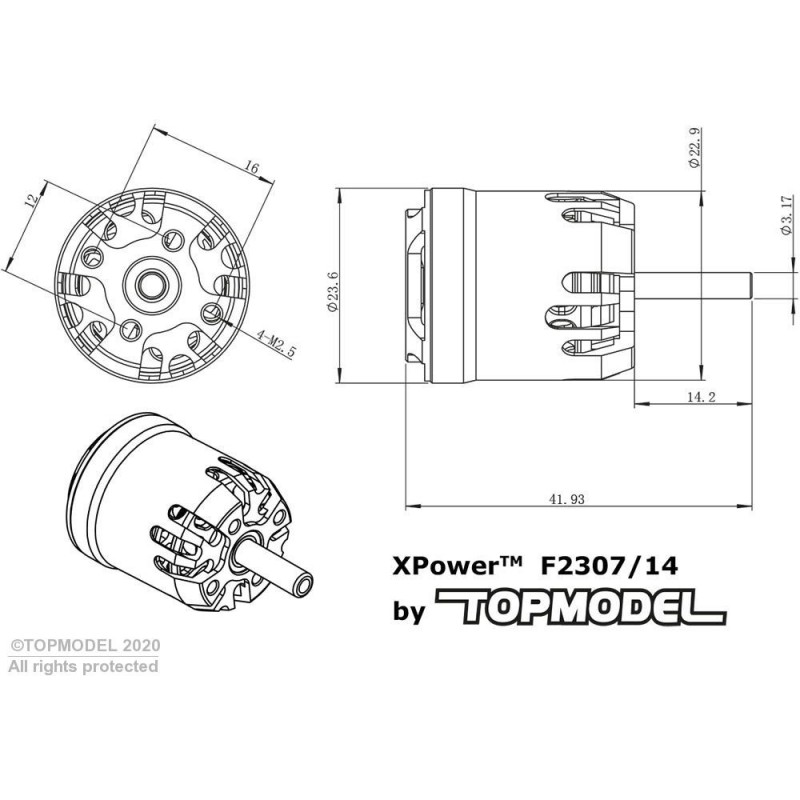 Outrunner - XPower F2307/14 F5K brushless motor - 27g - FLASH RC