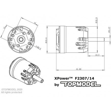 Outrunner - XPower F2307/14 F5K brushless motor - 27g - FLASH RC