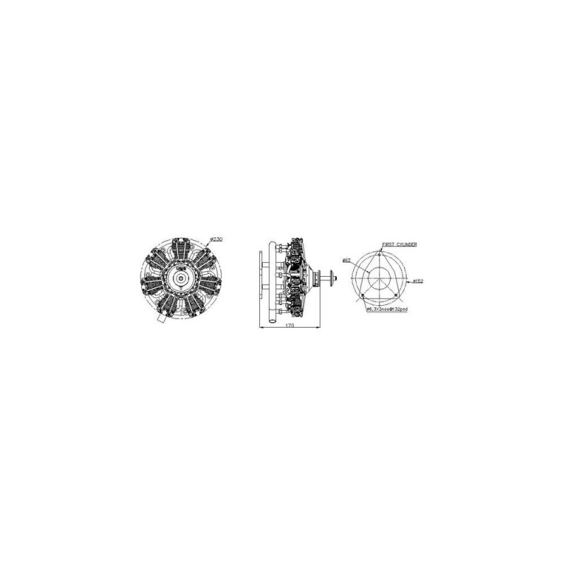 Methanol Engines - UMS 4 stroke radial engine, 7 cylinders 77cc, methanol - FLASH RC