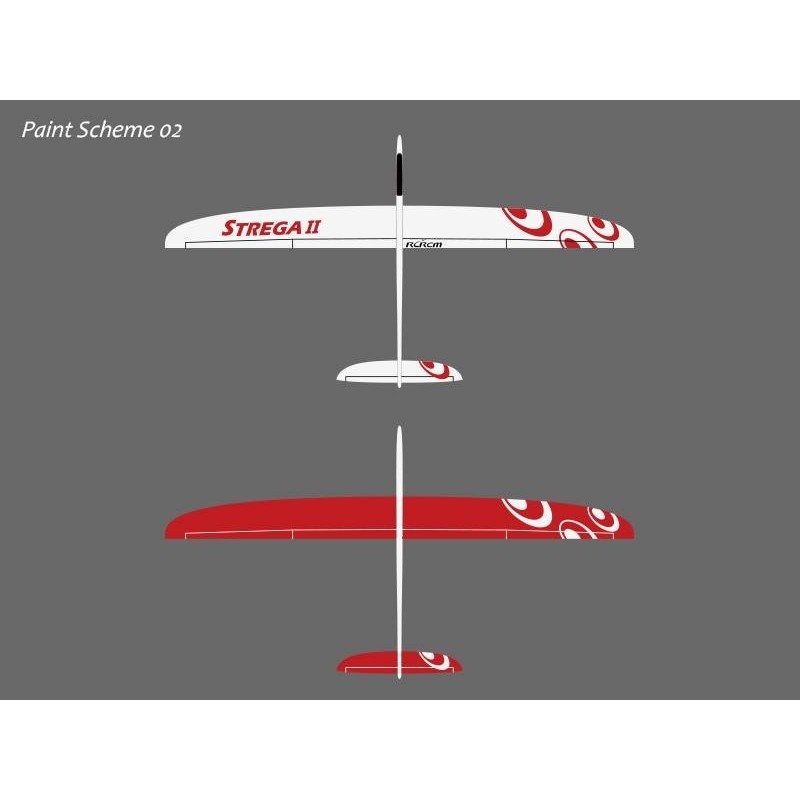 Planeurs RC - Strega 2  Full carbone env. 2.73m blanc & rouge RCRCM - FLASH RC