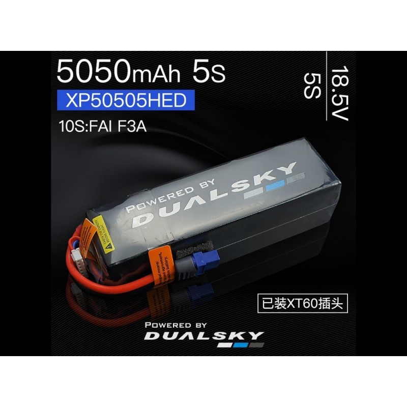 RC aircraft propulsion batteries - Dualsky HED battery, lipo 5S 18.5V 5050mAh 50C/5C - FLASH RC