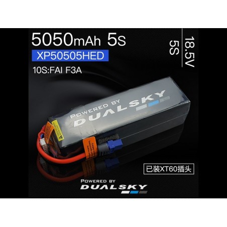 Batterie di propulsione per aerei RC - Batteria Dualsky HED, lipo 5S 18.5V 5050mAh 50C/5C - FLASH RC
